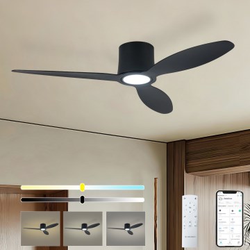 ZEVENTI - LED Stmievateľný stropný ventilátor VENTORA LED/24W/230V 3000/4000/6000K Wi-Fi Tuya čierny + diaľkové ovládanie