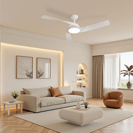 ZEVENTI - LED stmievateľný stropný ventilátor AERYS LED/24W/230V 3000/4000/6000K Wi-Fi Tuya biela + diaľkové ovládanie