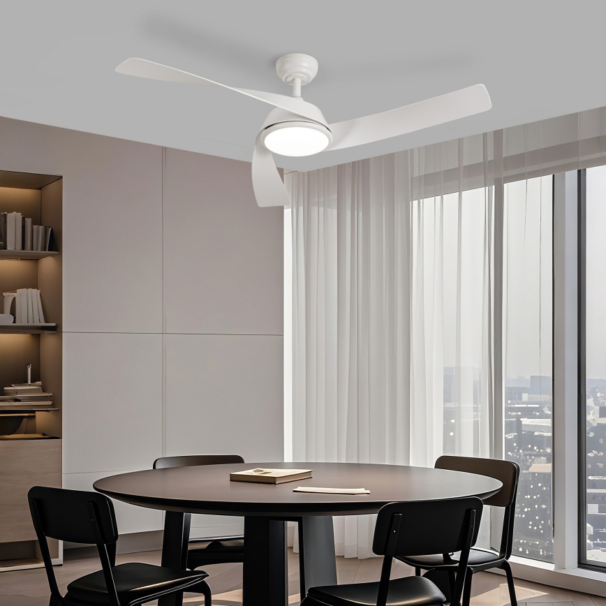 ZEVENTI - LED stmievateľný stropný ventilátor AERYS, 24 W, 230 V, 3000/4000/6000 K, Wi-Fi Tuya, biely + diaľkové ovládanie