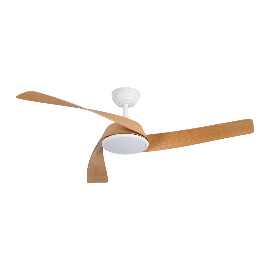 ZEVENTI - LED Stmievateľný stropný ventilátor AERYS LED/24W/230V 3000/4000/6000K Wi-Fi Tuya biela/dub + diaľkové ovládanie