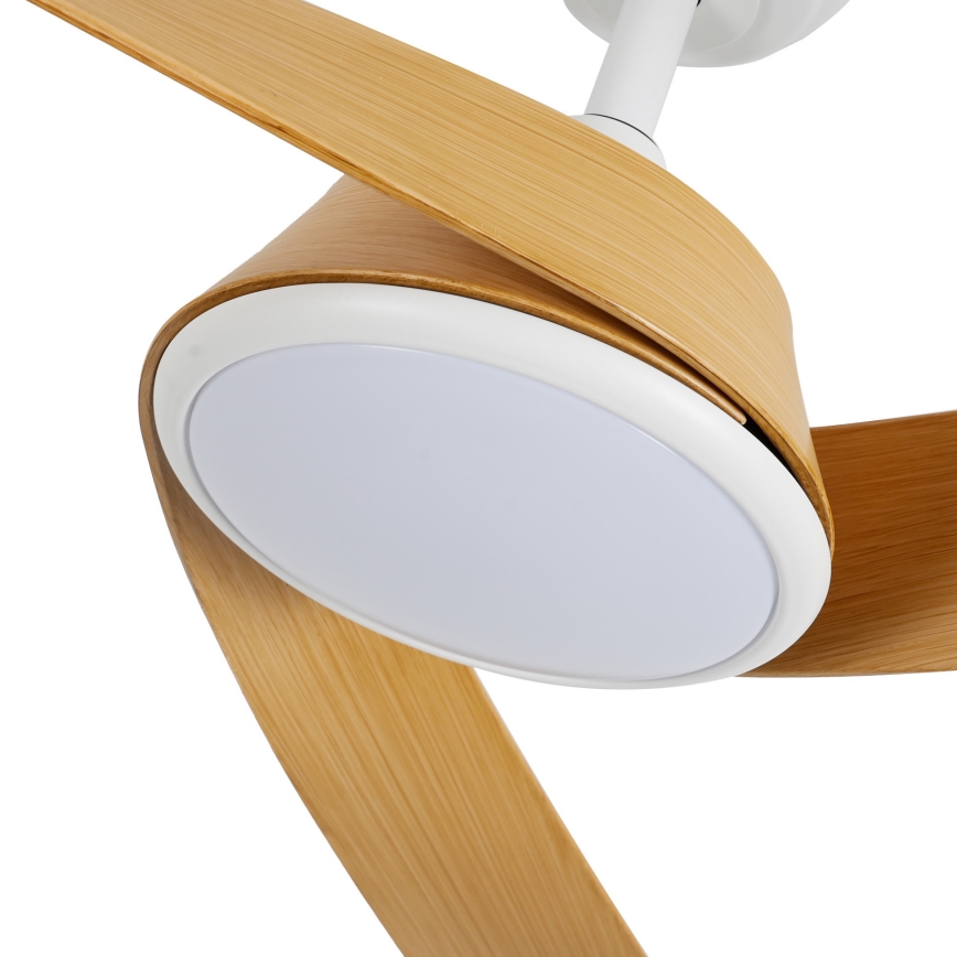 ZEVENTI - LED Stmievateľný stropný ventilátor AERYS LED/24W/230V 3000/4000/6000K Wi-Fi Tuya biela/dub + diaľkové ovládanie