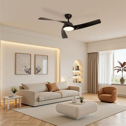 ZEVENTI - LED stmievateľný stropný ventilátor AERYS  LED/24W/230V 3000/4000/6000K Wi-Fi Tuya čierny + diaľkové ovládanie