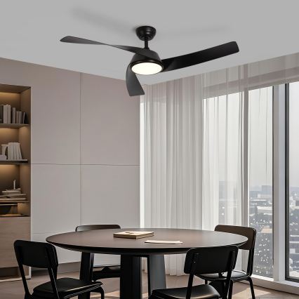 ZEVENTI - LED stmievateľný stropný ventilátor AERYS  LED/24W/230V 3000/4000/6000K Wi-Fi Tuya čierny + diaľkové ovládanie