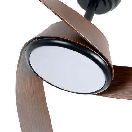 ZEVENTI - LED Stmievateľný stropný ventilátor AERYS LED/24W/230V 3000/4000/6000K Wi-Fi Tuya čierna/orech + diaľkové ovládanie