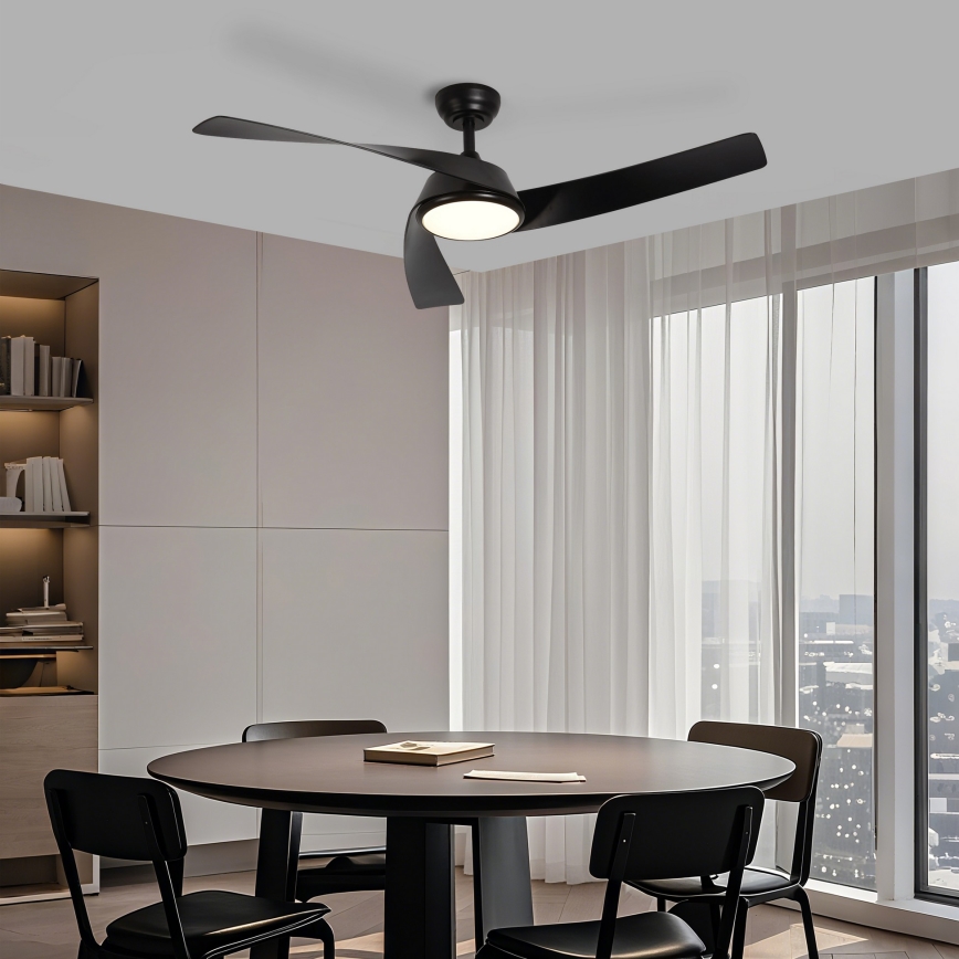 ZEVENTI - LED stmievateľný stropný ventilátor AERYS LED/24W/230V 3000/4000/6000K Wi-Fi Tuya čierny + diaľkové ovládanie