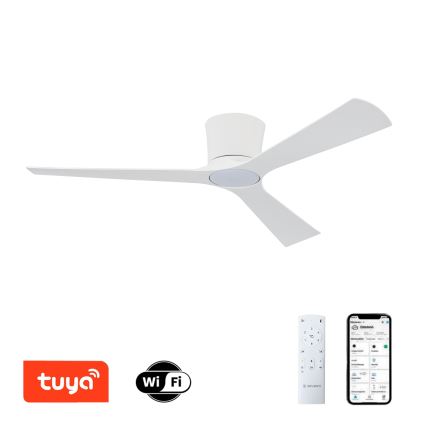 ZEVENTI - LED Stmievateľný stropný ventilátor AUREX LED/24W/230V 3000/4000/6000K Wi-Fi Tuya biely + diaľkové ovládanie