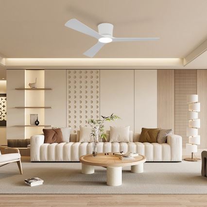 ZEVENTI - LED Stmievateľný stropný ventilátor AUREX LED/24W/230V 3000/4000/6000K Wi-Fi Tuya biely + diaľkové ovládanie