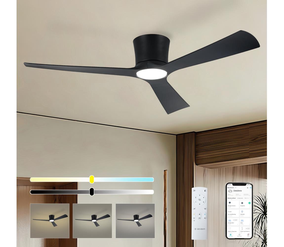 ZE - LED stropný látor AUREX LED/24W/230V Wi-Fi Tuya čierna + diaľkový ovládač ZEV040