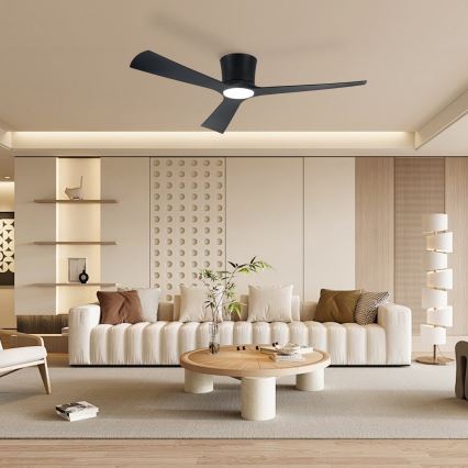 ZEVENTI - LED stmievateľný stropný ventilátor AUREX LED/24W/230V 3000/4000/6000K Wi-Fi Tuya čierna + diaľkové ovládanie