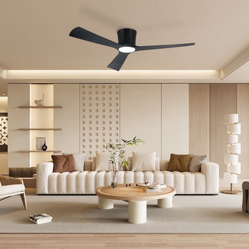 ZEVENTI - LED stmievateľný stropný ventilátor AUREX LED/24W/230V 3000/4000/6000K Wi-Fi Tuya čierna + diaľkové ovládanie