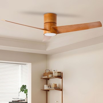 ZEVENTI - LED Stropný ventilátor BARROSA LED/18W/230V 3000/4000/6000K Wi-Fi Tuya hnedá + diaľkové ovládanie