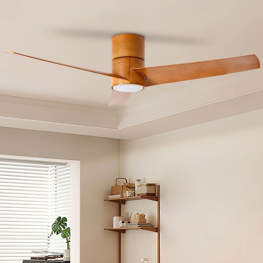 ZEVENTI - LED Stropný ventilátor BARROSA LED/18W/230V 3000/4000/6000K Wi-Fi Tuya hnedá + diaľkové ovládanie
