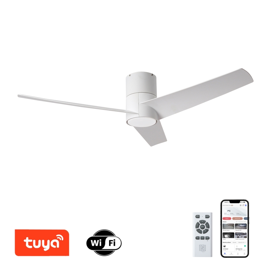 ZEVENTI - LED Stropný ventilátor BARROSA LED/18W/230V 3000/4000/6000K Wi-Fi Tuya biela + diaľkové ovládanie