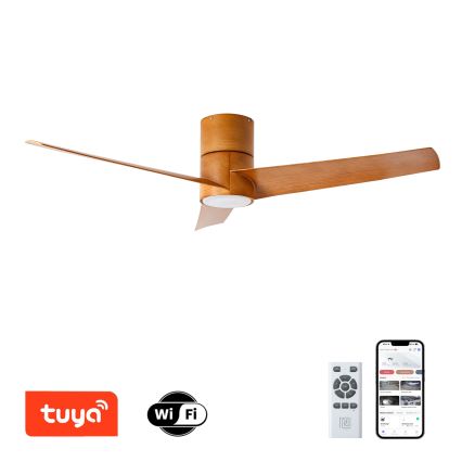 ZEVENTI - LED Stropný ventilátor BARROSA LED/18W/230V 3000/4000/6000K Wi-Fi Tuya hnedá + diaľkové ovládanie