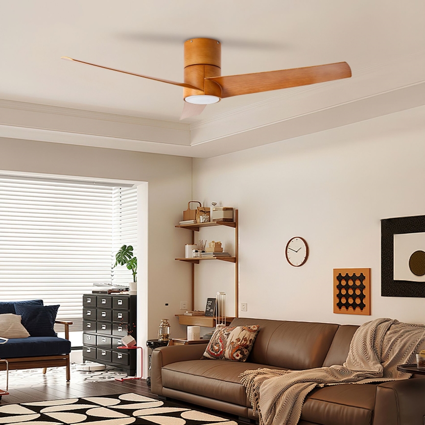 ZEVENTI - LED Stropný ventilátor BARROSA LED/18W/230V 3000/4000/6000K Wi-Fi Tuya hnedá + diaľkové ovládanie