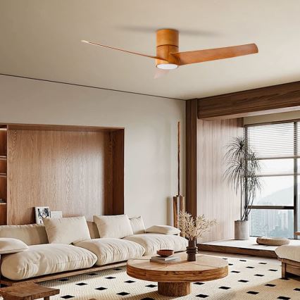 ZEVENTI - LED Stropný ventilátor BARROSA LED/18W/230V 3000/4000/6000K Wi-Fi Tuya hnedá + diaľkové ovládanie