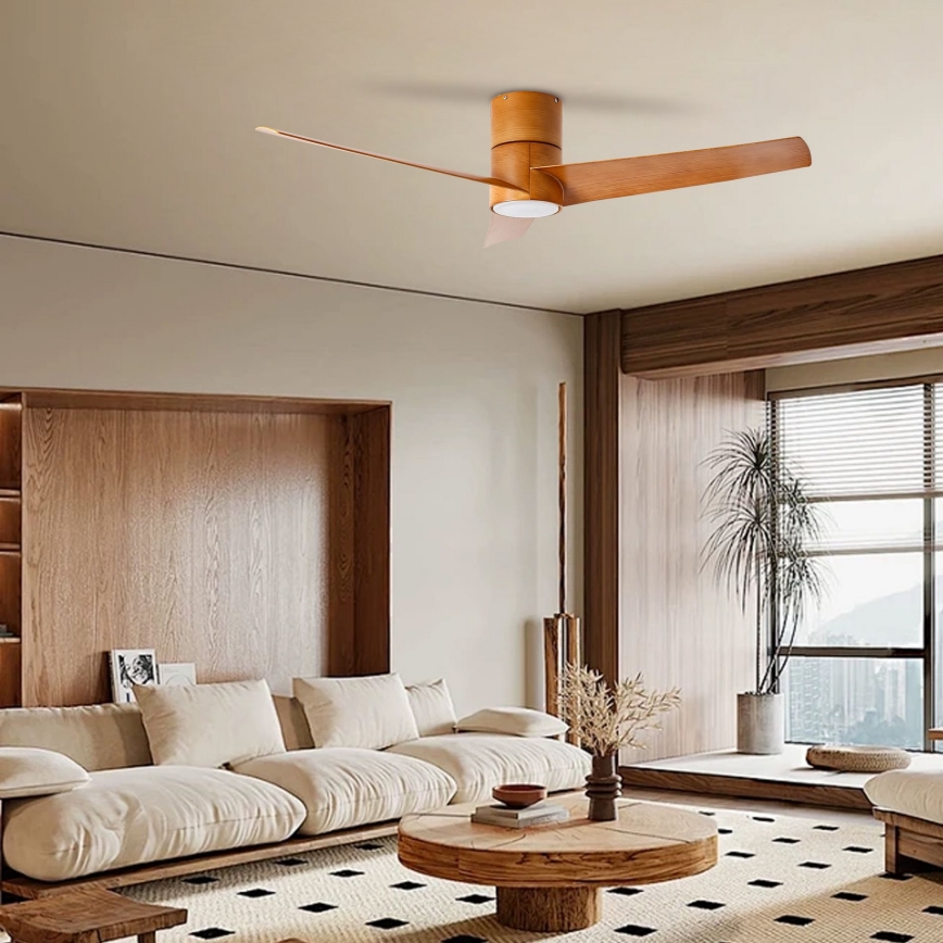 ZEVENTI - LED Stropný ventilátor BARROSA LED/18W/230V 3000/4000/6000K Wi-Fi Tuya hnedá + diaľkové ovládanie