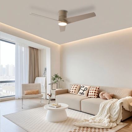 ZEVENTI - LED stropný ventilátor BARROSA LED/18W/230V 3000/4000/6000K Wi-Fi Tuya béžový + diaľkové ovládanie