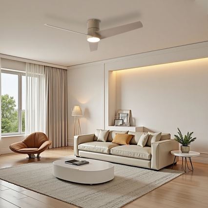 ZEVENTI - LED stropný ventilátor BARROSA LED/18W/230V 3000/4000/6000K Wi-Fi Tuya béžový + diaľkové ovládanie