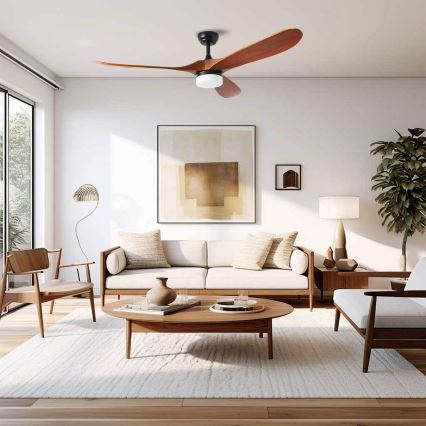 ZEVENTI - LED Stmievateľný stropný ventilátor GINOSA LED/18W/230V 3000-6000K Wi-Fi Tuya čierna/dub + diaľkové ovládanie