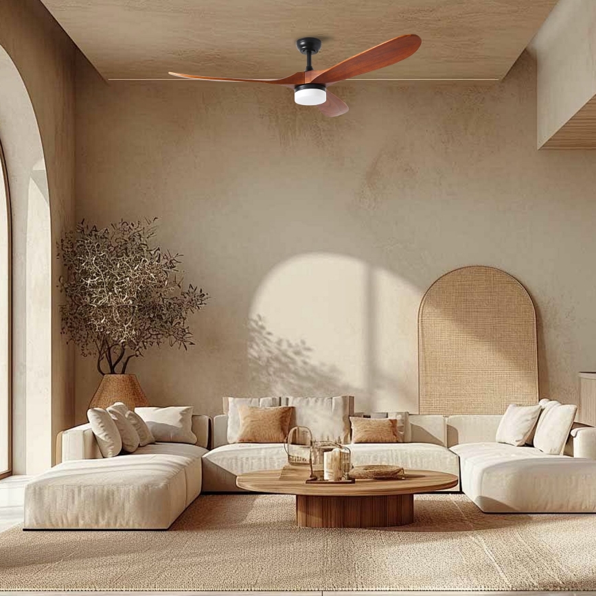 ZEVENTI - LED Stmievateľný stropný ventilátor GINOSA LED/18W/230V 3000-6000K Wi-Fi Tuya čierna/dub + diaľkové ovládanie