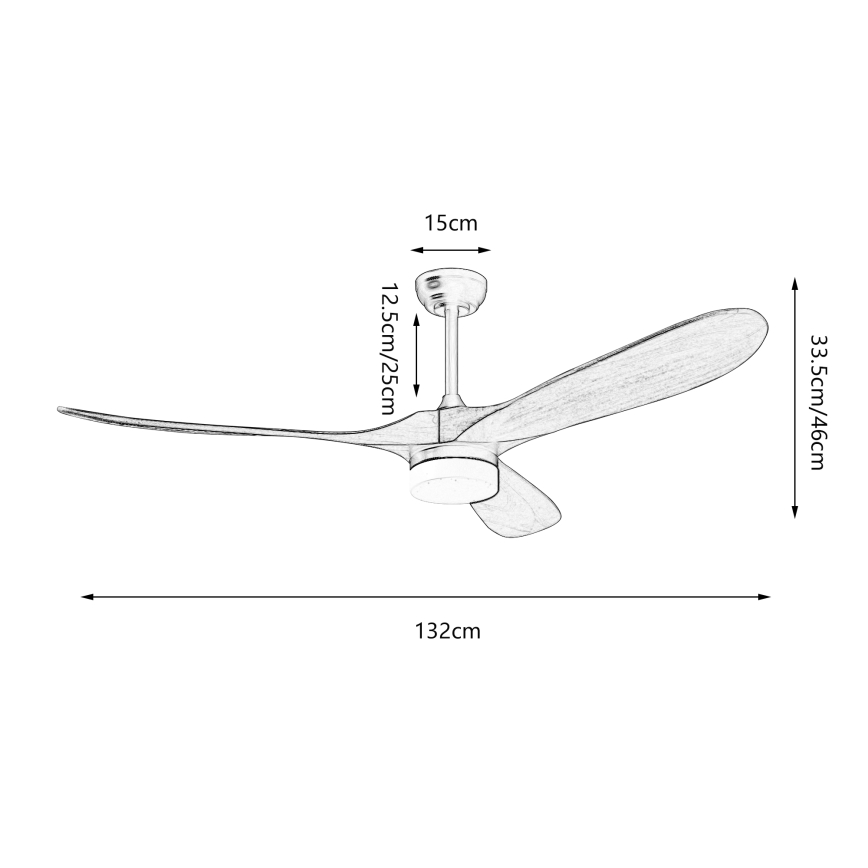 ZEVENTI - LED Stmievateľný stropný ventilátor GINOSA LED/18W/230V 3000-6000K Wi-Fi Tuya čierna/dub + diaľkové ovládanie