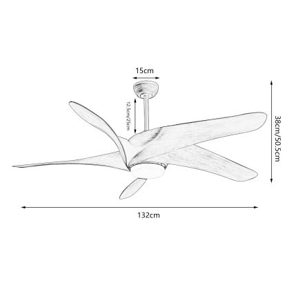ZEVENTI - LED Stropný ventilátor LUCCA LED/18W/230V 3000-6000K Wi-Fi Tuya hnedá + diaľkové ovládanie