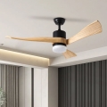 ZEVENTI - LED stropný ventilátor NATURITO LED/18W/230V 3000/4000/6000K Wi-Fi Tuya čierna/dub + diaľkové ovládanie