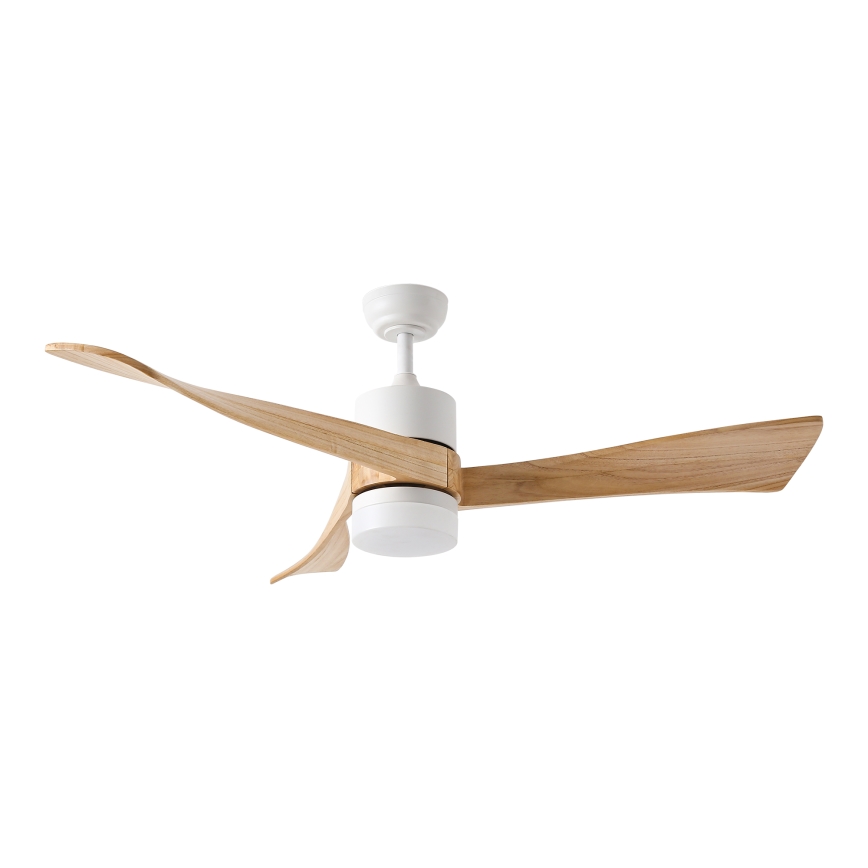 ZEVENTI - LED Stmievateľný stropný ventilátor NATURITO LED/18W/230V 3000-6000K Wi-Fi Tuya biela/dub + diaľkové ovládanie