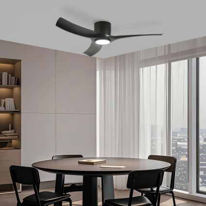 ZEVENTI - LED stmievateľný stropný ventilátor ORBITO LED/24W/230V 3000/4000/6000K Wi‑Fi Tuya čierny + diaľkové ovládanie
