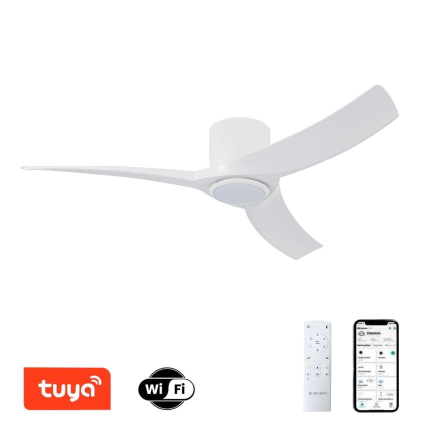 ZEVENTI - LED stmievateľný stropný ventilátor ORBITO LED/24W/230V 3000/4000/6000K Wi-Fi Tuya biela + diaľkové ovládanie