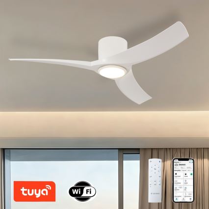 ZEVENTI - LED stmievateľný stropný ventilátor ORBITO LED/24W/230V 3000/4000/6000K Wi-Fi Tuya biela + diaľkové ovládanie