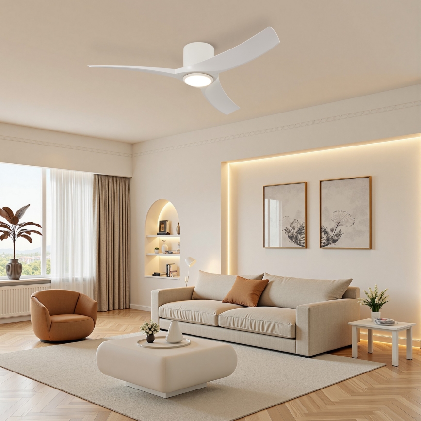 ZEVENTI - LED stmievateľný stropný ventilátor ORBITO LED/24W/230V 3000/4000/6000K Wi-Fi Tuya biela + diaľkové ovládanie