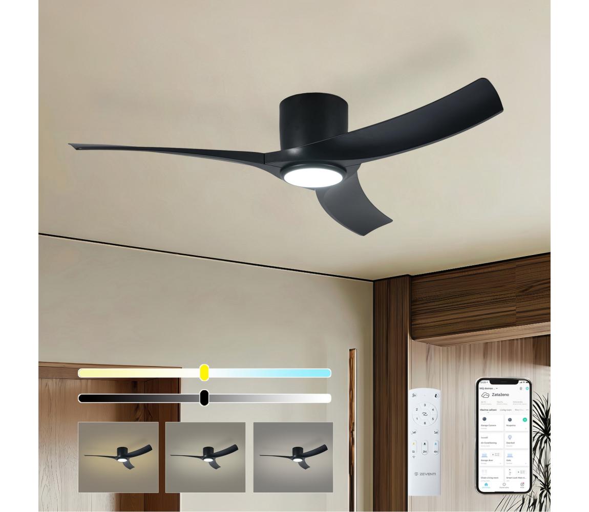 ZE - LED stropný látor ORBITO LED/24W/230V Wi-Fi Tuya čierny + diaľkový ovládač ZEV030