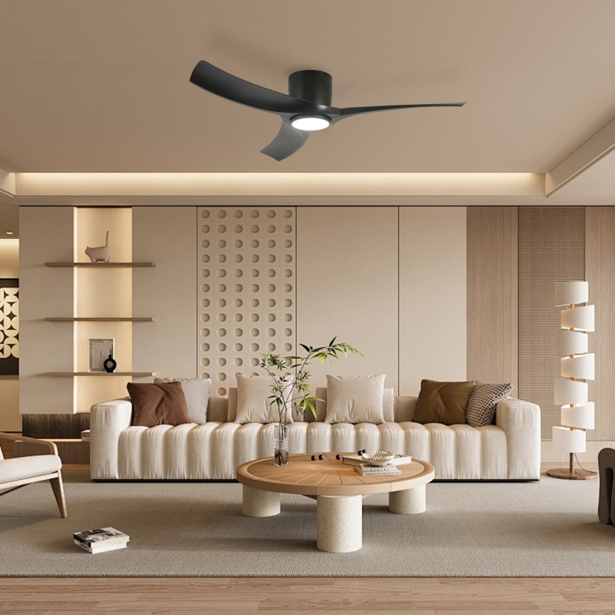 ZEVENTI - LED stmievateľný stropný ventilátor ORBITO LED/24W/230V 3000/4000/6000K Wi-Fi Tuya čierny + diaľkové ovládanie