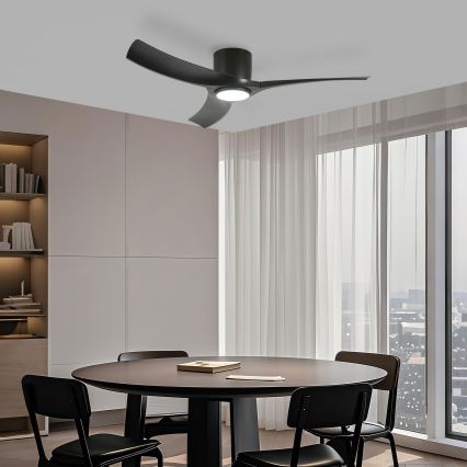 ZEVENTI - LED stmievateľný stropný ventilátor ORBITO LED/24W/230V 3000/4000/6000K Wi-Fi Tuya čierny + diaľkové ovládanie