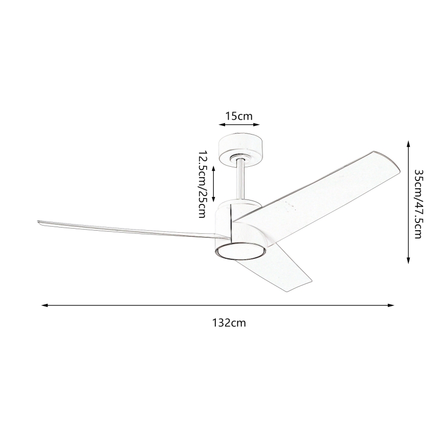 ZEVENTI - LED Stmievateľný stropný ventilátor ORVIETO LED/18W/230V 3000-6000K Wi-Fi Tuya biela + diaľkové ovládanie