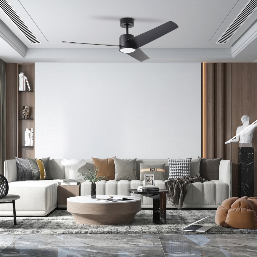 ZEVENTI - LED Stropný ventilátor ORVIETO LED/18W/230V 3000-6000K Wi-Fi Tuya čierny + diaľkové ovládanie