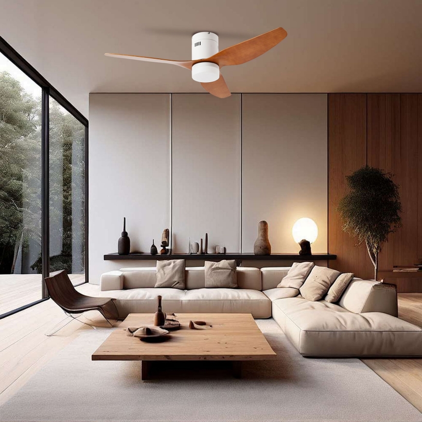ZEVENTI - LED Stmievateľný stropný ventilátor PADUA LED/18W/230V 3000-6000K Wi-Fi Tuya biela/hnedá + diaľkové ovládanie