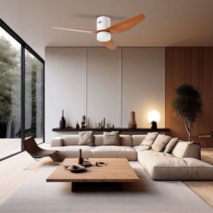 ZEVENTI - LED Stropný ventilátor PADUA LED/18W/230V 3000-6000K Wi-Fi Tuya biela/hnedá + diaľkové ovládanie