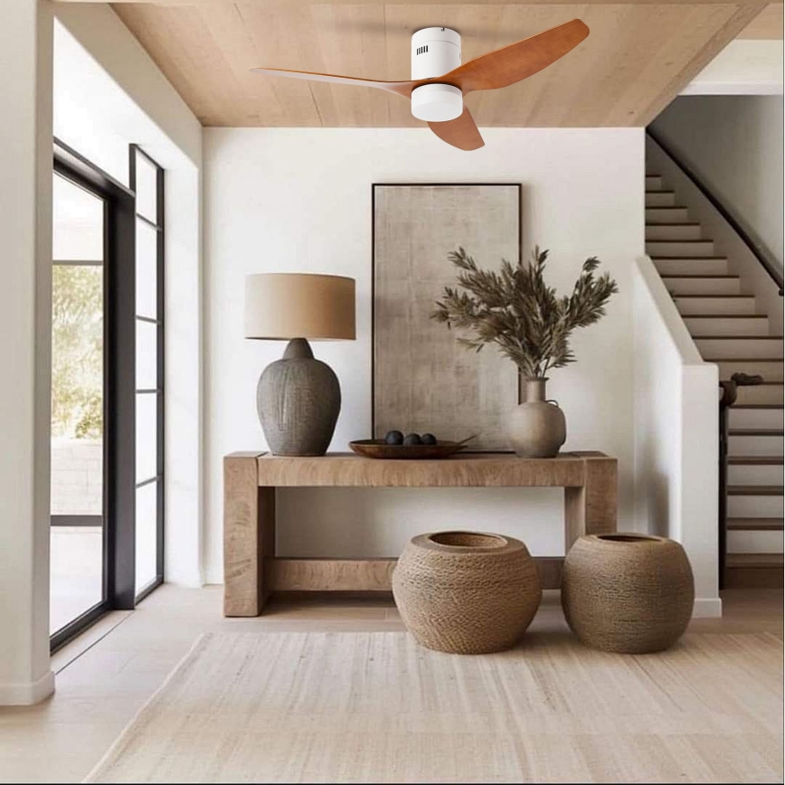 ZEVENTI - LED Stropný ventilátor PADUA LED/18W/230V 3000-6000K Wi-Fi Tuya biela/hnedá + diaľkové ovládanie