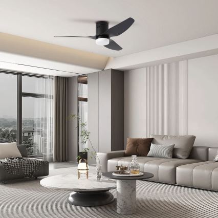 ZEVENTI - LED Stropný ventilátor PADUA LED/18W/230V 3000-6000K Wi-Fi Tuya čierny + diaľkové ovládanie