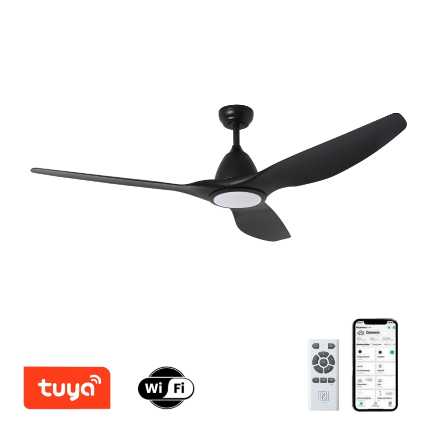 ZEVENTI - LED Stropný ventilátor URBINO LED/20W/230V 3000-6000K Wi-Fi Tuya čierny + diaľkové ovládanie