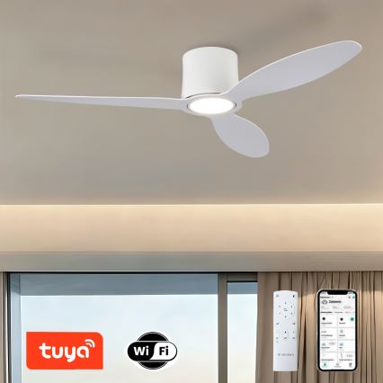 ZEVENTI - LED Stlmiteľný stropný ventilátor VENTORA LED/24W/230V 3000/4000/6000K Wi-Fi Tuya biely + diaľkové ovládanie