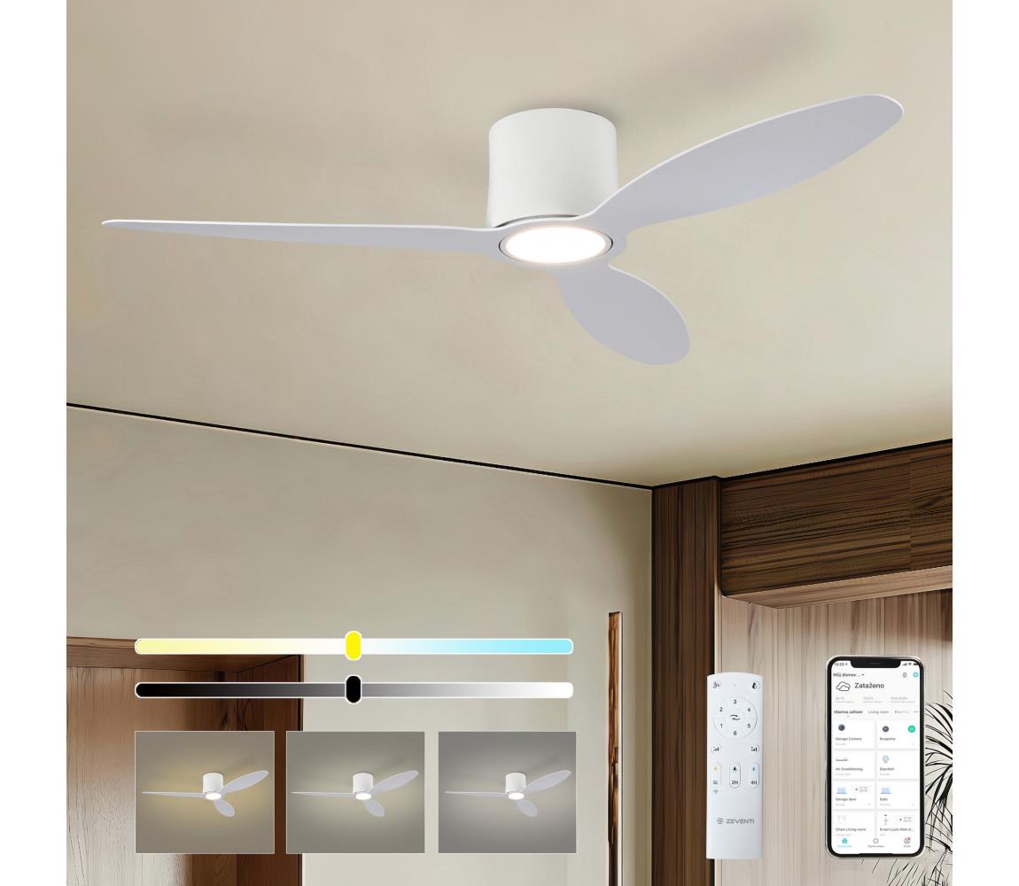 ZE - LED Stropný látor VENTORA LED/24W/230V Wi-Fi Tuya biely + diaľkový ovládač ZEV035