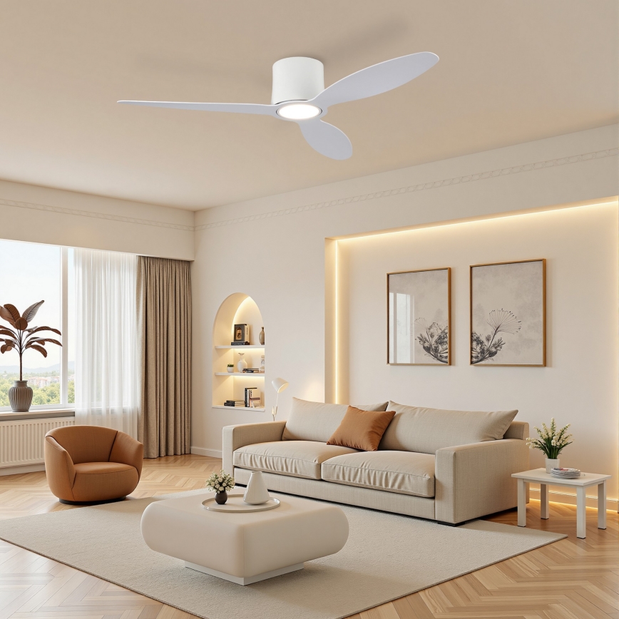 ZEVENTI - LED stmievateľný stropný ventilátor VENTORA LED/24W/230V 3000/4000/6000K Wi-Fi Tuya biely + diaľkové ovládanie