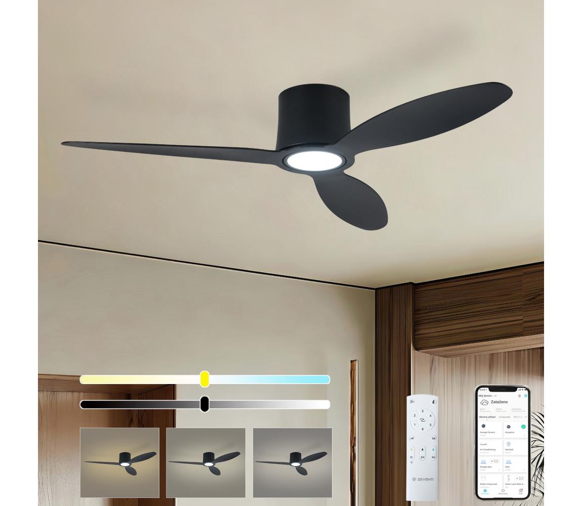 ZE - LED Stropný látor VENTORA LED/24W/230V Wi-Fi Tuya čierna + DO ZEV036