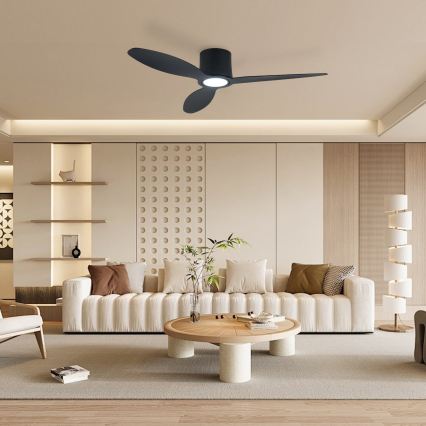 ZEVENTI - stmievateľný LED stropný ventilátor VENTORA LED/24W/230V 3000/4000/6000K Wi-Fi Tuya čierny + diaľkové ovládanie