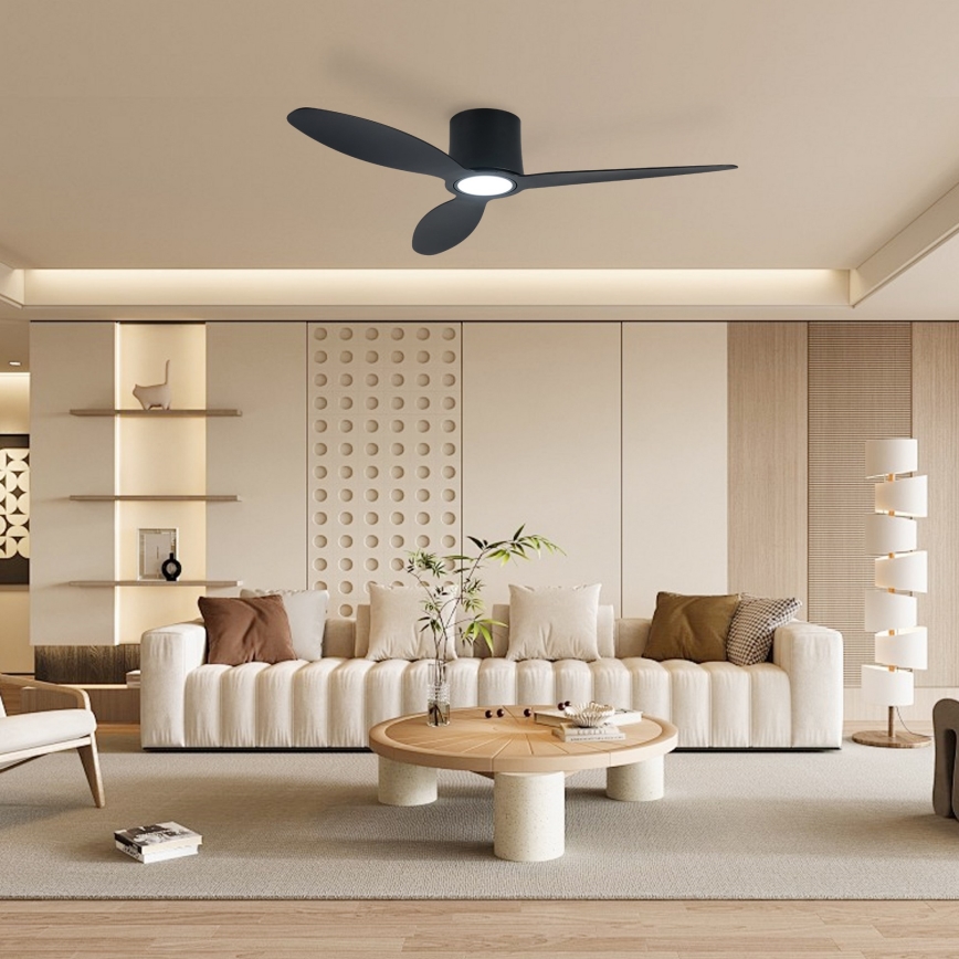 ZEVENTI - stmievateľný LED stropný ventilátor VENTORA LED/24W/230V 3000/4000/6000K Wi-Fi Tuya čierny + diaľkové ovládanie