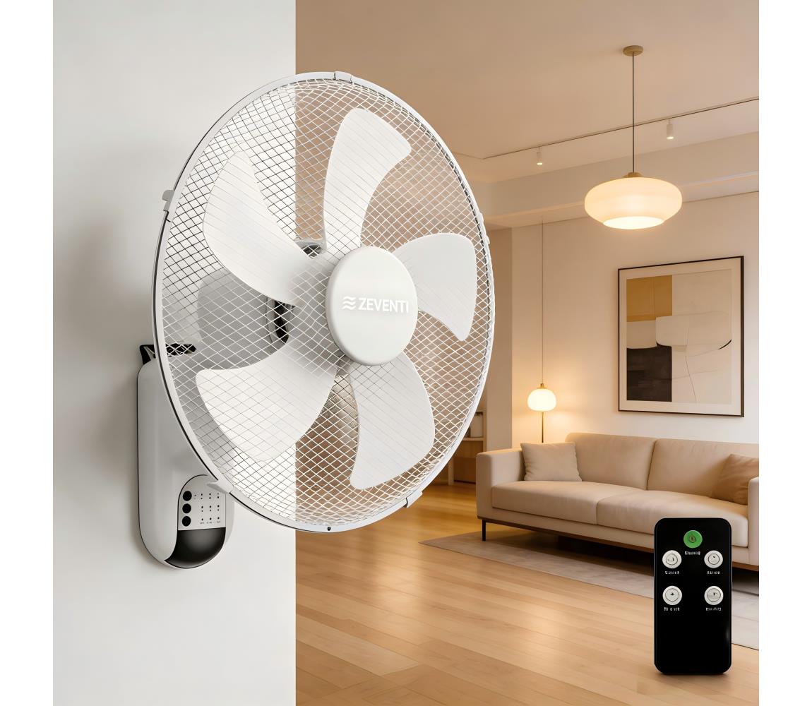 ZE - Nástenný látor FANNY 45 W/230 V pr. 41 cm biely + diaľkové ovládanie B301013KY